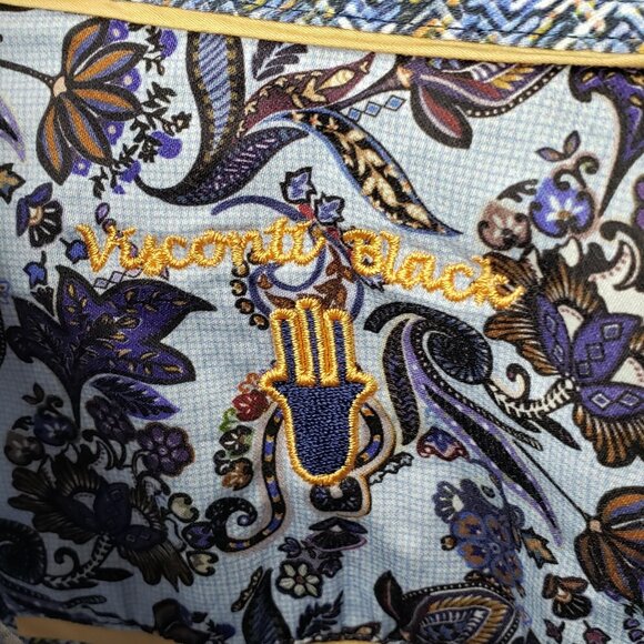 Luchiano Visconti Mens Black Wavy Geo Pattern Long Sleeve Button Down Shirt L - Picture 11 of 13